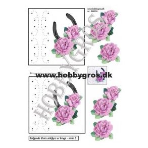 3D ark - Bryllup, hestesko med roser rosa