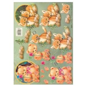 3D klippeark - Rve & bamser