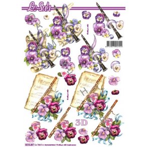 3D ark - Blomster, klarinet, instrumenter