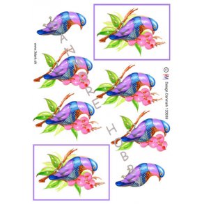 3D ark - Eksotisk fugl p orkide-gren