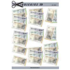 3D klippeark - Penge, sedler, danske, kroner