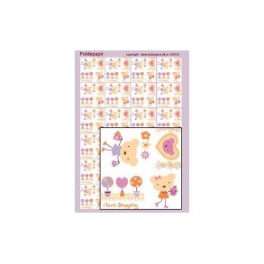 Foldepapir, bamser m/tekst I love shopping