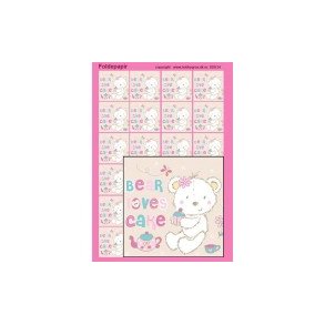 Foldepapir, bamser m/tekst Bear loves cake