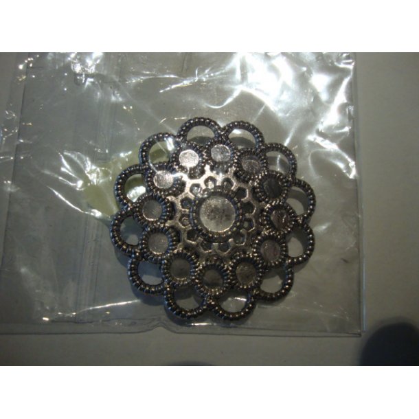 Metal broche, 1 stk, gl. slv