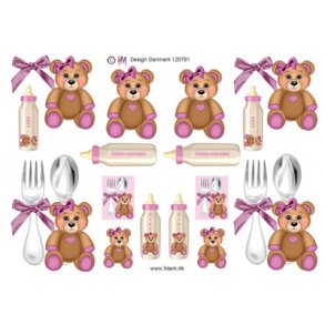 3D ark - Babybamse, sutteflaske, lyser�d, 2 st�rrelser