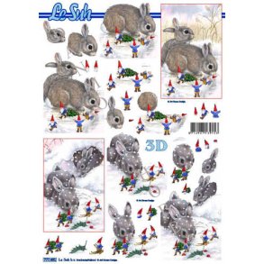 3D ark - Jul, kanin i sne, nisser