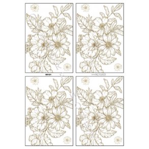 Baggrundspapir, blomster i guld streg