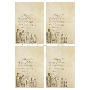 Baggrundspapir, flasker & skrift, beige