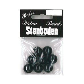 Voksperler, glas, sort, 14mm hul �2, 8stk