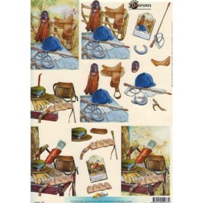 3D ark - Hest, div. ride- og jagtudstyr