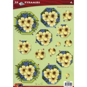 3D Pyramideark, gule blomster
