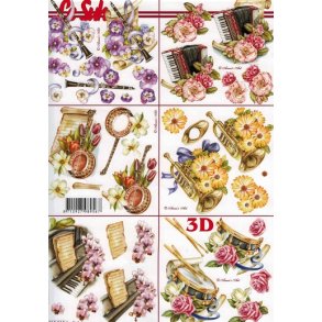 3D ark - Sm motiver, blomster, musik