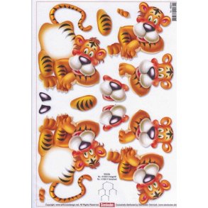 3D ark - B�rnemotiv, glad tiger, kan bruges til uro