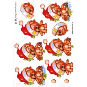 3D ark - Jul, bamse m/hue p� skr�