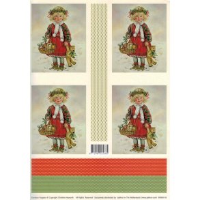 3D ark - Jul, kort, julepige med kurv