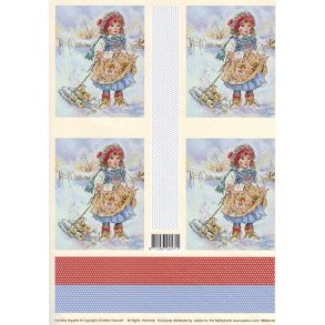 3D ark - B�rnemotiv, kort, pige samler br�nde