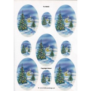 3D ark - Jul, julelandskab m/juletr�