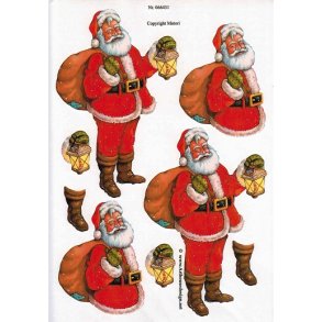 3D ark - Jul, julemand, 2stk per ark