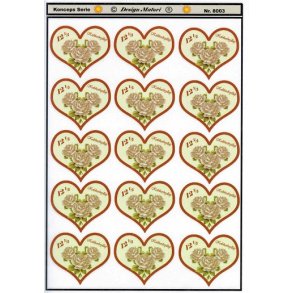 3D ark - Kobberbryllup, hjerte m/hvide roser