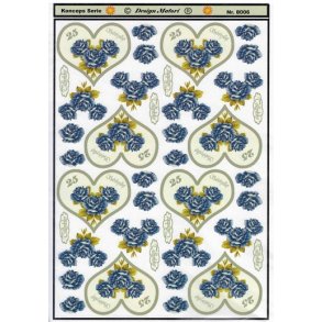 3D ark - Slvbryllup, hjerte m/bl roser