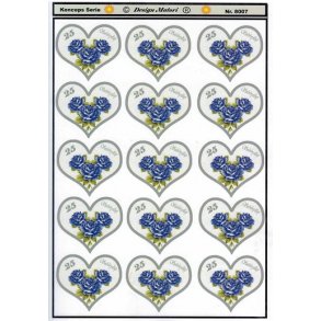 3D ark - Slvbryllup, hjerte m/bl roser