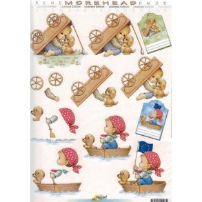 3D ark - B�rnemotiv, b�rn, s�r�ver, b�d, legevogn, hund