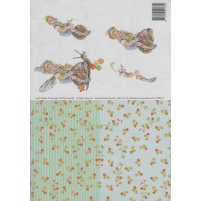 3D ark - Alfer, pige, bl�/gr�n, m/baggrund 