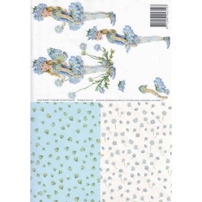 3D ark - Alfer, pige, lys bl�, m/baggrund