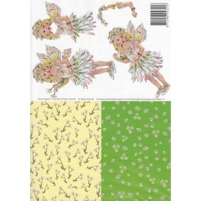 3D ark - Alfer, pige, blomster, m/baggrund