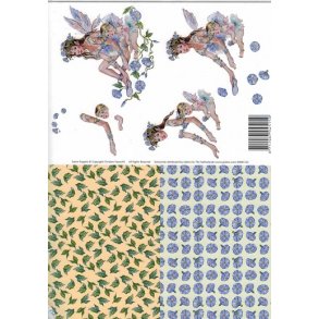 3D ark - Alfer, mor, pige, blade, m/baggrund