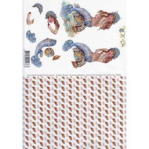 3D ark - Havfrue, konkylie , m/baggrund 