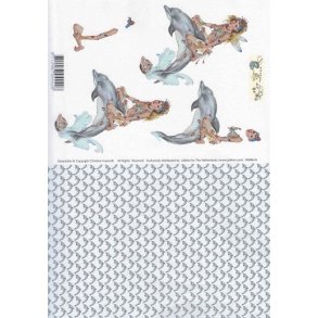 3D ark - Alfer, pige, delfin, m/baggrund 
