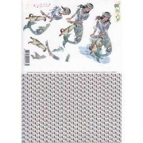 3D ark - Havfrue, odder, m/baggrund 