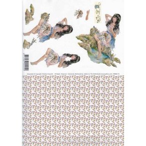 3D ark - Havfrue i menneskeskikkelse, m/baggrund 