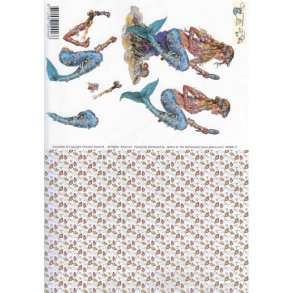 3D ark - Havfrue med spejl, m/baggrund