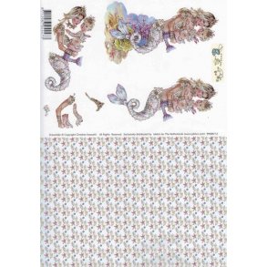 3D ark - Havfrue med barn, m/baggrund 