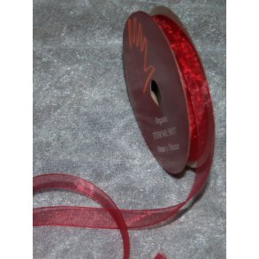 Organzabnd 3mm bred, 10m pr. rulle, vinrd/julerd