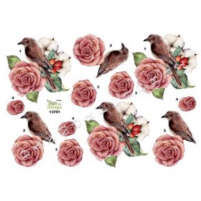 3D ark - Fugl p blomsterstilke