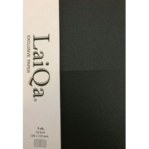Kort, A6 str. 10,5x15cm, 5 stk, skinnende sort