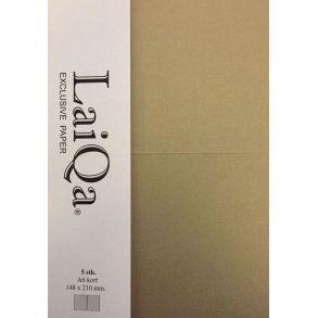 Kort, A6 str. 10,5x15cm, 5 stk, skinnende guld-farvet 