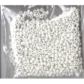 Glasperler, Rocailles 2,5mm, ca. 20g, hvid perlemor