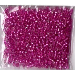 Glasperler, Rocailles 2,5mm, ca. 20g, rosa/pink glas m/slv kerne