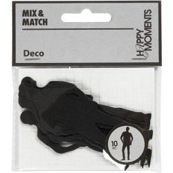 Kartonmrkat, str. 35x80 mm, sort, silhuet af ung mand, 10 stk