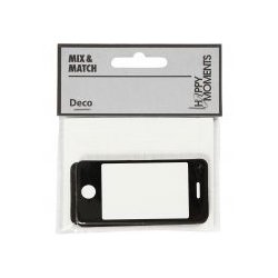 Kartonmrkat, str. 34x71 mm, hvid/sort, mobiltelefon, 10 stk