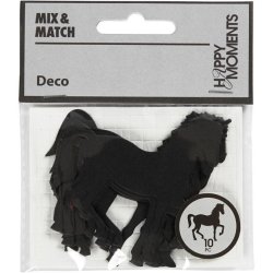 Kartonmrkat, str. 60x64 mm, sort, silhuet af hest, 10 stk