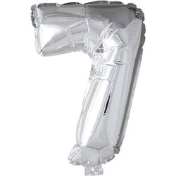 Folieballon "7", s�lvfarvet, H�jde 41cm, 1 stk