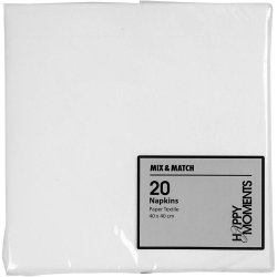 Servietter i tekstil lignende kvalitet, str. 40x40 cm, hvid, 20stk.