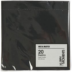 Servietter i tekstil lignende kvalitet, str. 40x40 cm, sort, 20stk.