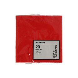 Servietter, str. 33x33 cm, rd, 20stk.