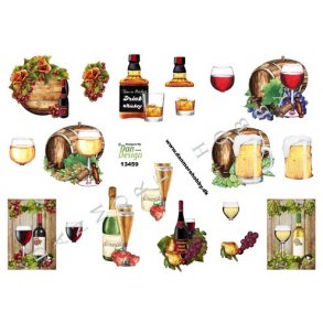 3D ark - l og vin, tnde, glas, whisky